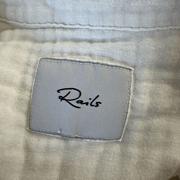 Rails Ellis Blue Mint Dip Dye Button Down Long Sleeve Chest Pocket Gauze Shirt - Picture 8 of 14